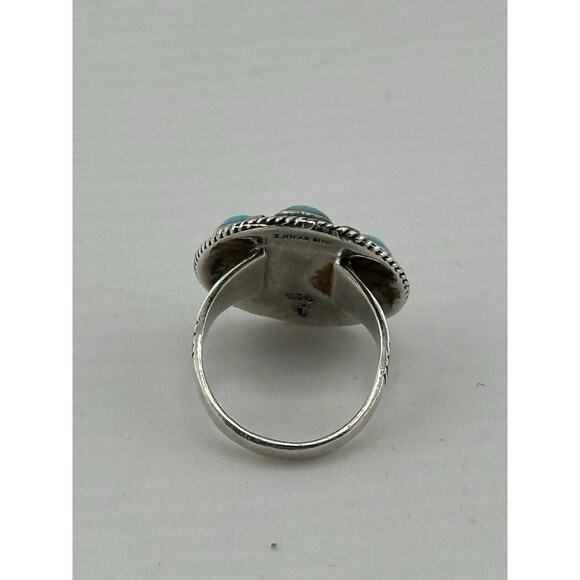 Vintage Silver 925 Turquoise Round Ring with 5mm Stones Size 7 Philippines - Picture 7 of 8